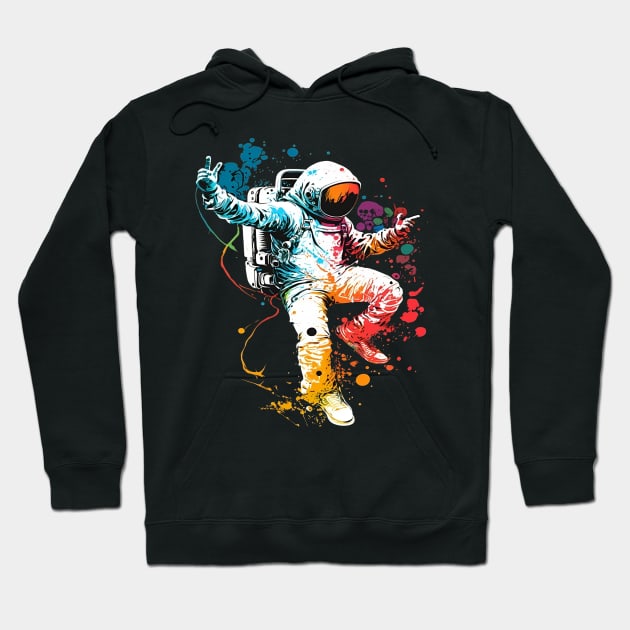 Astronaut Dancing in Space Hoodie by AI INKER